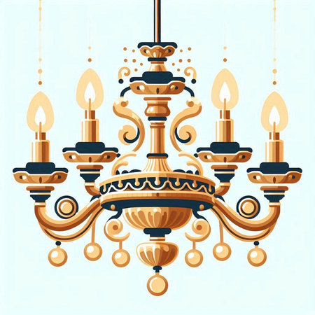 Vintage chandelier in retro style. Vector Illustration.のイラスト素材