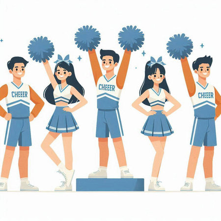 Cheerleaders team. Cheerleaders vector illustration. Cheerleader team.のイラスト素材
