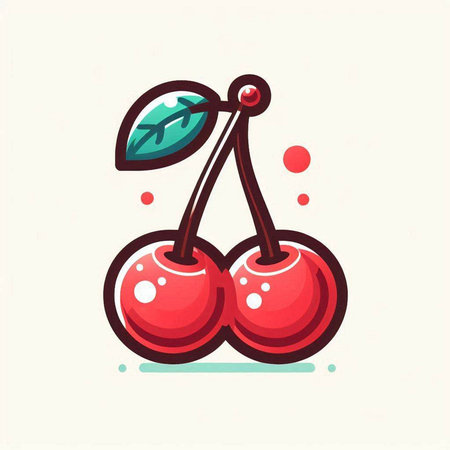 Cherry icon, vector illustration. Flat style design. Fresh berries.のイラスト素材