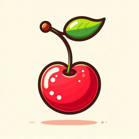 Cherry fruit cartoon vector illustration. Cute cartoon cherry fruit icon.のイラスト素材