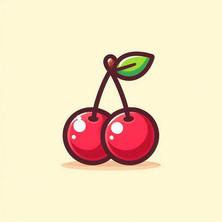 Cherry icon, vector illustration. Flat design style. Fruit icon.のイラスト素材