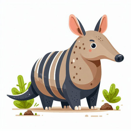 Cute cartoon armadillo. Vector illustration isolated on white background.のイラスト素材