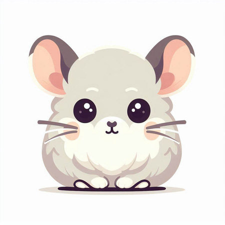 Cute cartoon mouse. Vector illustration in a flat style on a white background.のイラスト素材