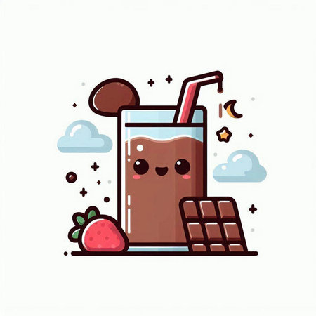Cute illustration of chocolate smoothie. Vector flat cartoon character icon designのイラスト素材