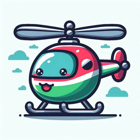 Cute cartoon helicopter flying in the sky. Vector illustration for children's design.のイラスト素材