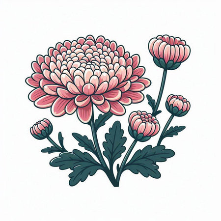 Chrysanthemum flowers. Hand drawn vector illustration in vintage style.のイラスト素材