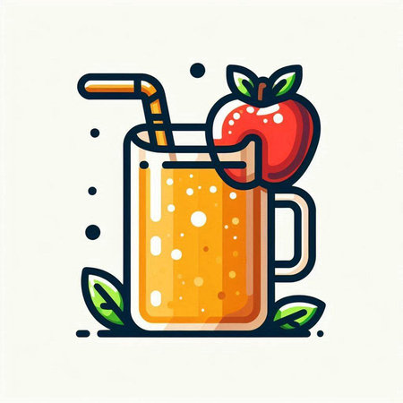Cocktail with apple and juice. Vector illustration in flat style.のイラスト素材