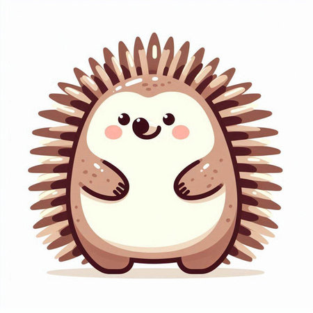 Cute cartoon hedgehog isolated on white background. Vector illustration.のイラスト素材