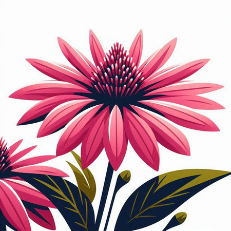 Echinacea flower, echinacea flower. Vector illustration.のイラスト素材