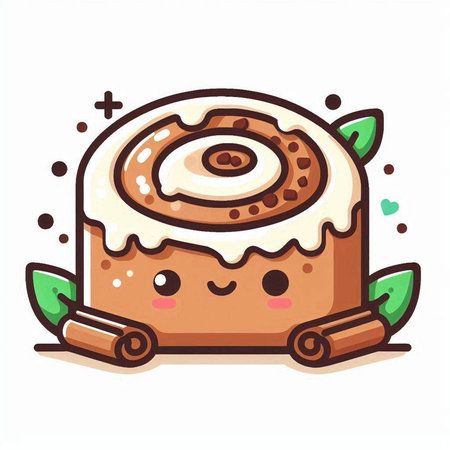 Cinnamon roll vector icon. Cute cartoon kawaii style.のイラスト素材