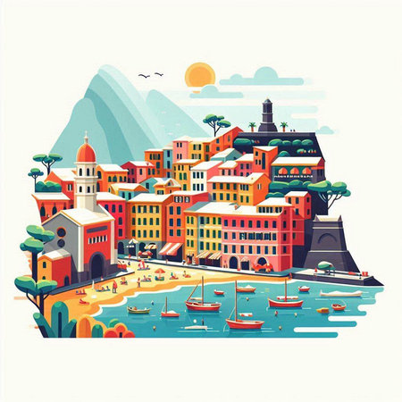 Vector illustration of the town of La Spezia, Italy.のイラスト素材