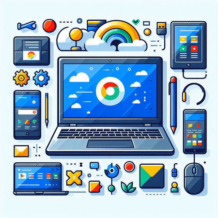 Flat design modern vector illustration concept of cloud computing, cloud storage, web hosting, mobile apps, social media, digital marketing, online advertising.のイラスト素材