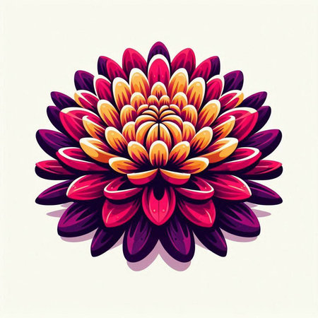 Illustration of a colorful dahlia flower on a white backgroundのイラスト素材