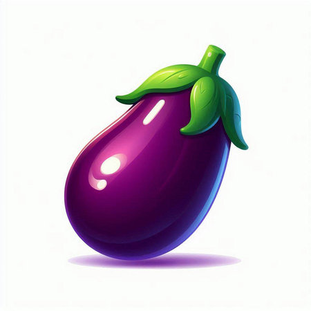 Illustration of a purple eggplant isolated on a white background.のイラスト素材