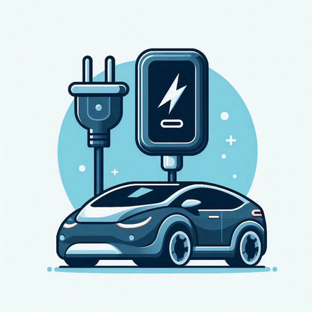 Electric car charging station vector illustration. Electric vehicle charging station icon.のイラスト素材