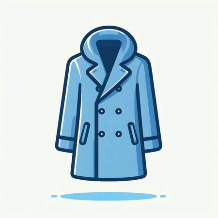 Blue winter coat isolated on white background. Vector illustration. Eps 10.のイラスト素材