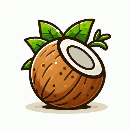 Coconut cartoon icon isolated on white background. Vector illustration.のイラスト素材