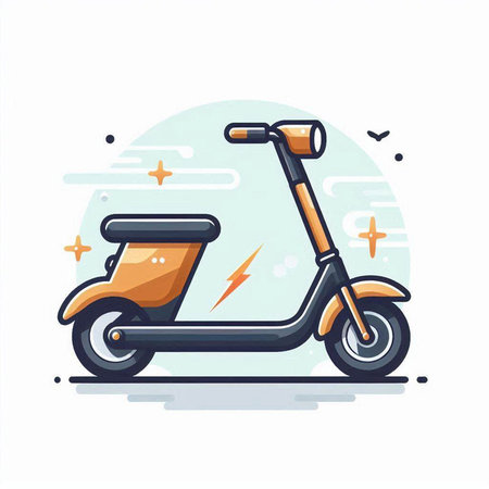 Modern scooter. Vector illustration in flat style on white background.のイラスト素材