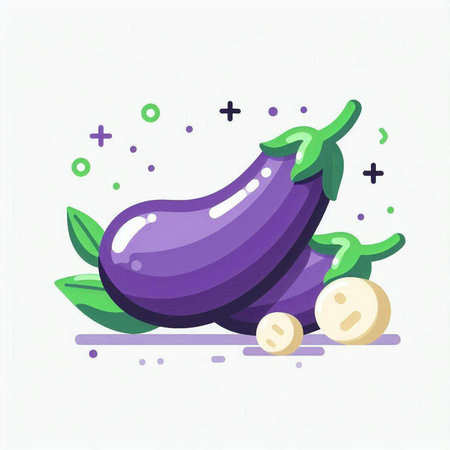 Illustration of eggplant on white background. Vector illustration in flat style.のイラスト素材