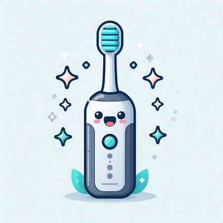 Cute cartoon toothbrush. Vector illustration of a toothbrush.のイラスト素材