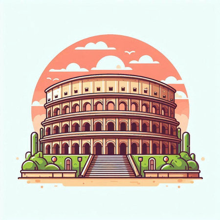 Colosseum in Rome, Italy. Vector illustration in flat styleのイラスト素材