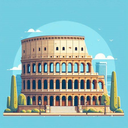 Colosseum in Rome, Italy. Vector illustration in retro styleのイラスト素材
