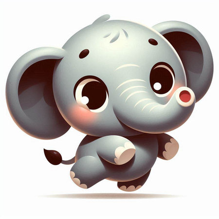 Cute cartoon elephant isolated on white background - 3D illustration.のイラスト素材