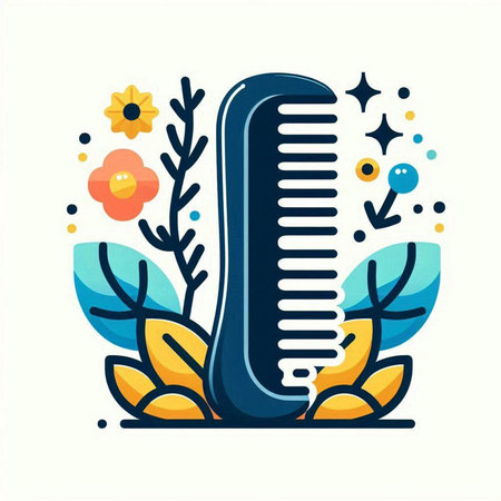 Hairbrush with flowers and leaves. Modern flat style vector illustration.のイラスト素材