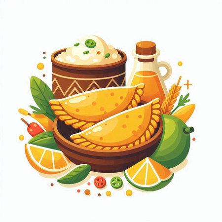 Traditional mexican food vector illustration. Cinco de mayo, mexican food.のイラスト素材