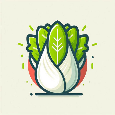 Vegetable icon in trendy linear style. Vector illustration of fresh green lettuce.のイラスト素材