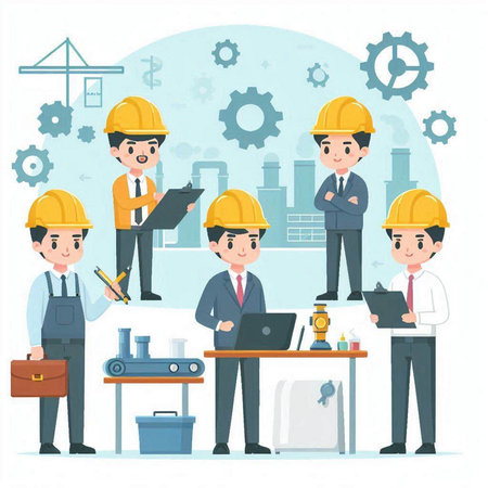 Engineer, architect, builder, engineer, architect, builder, engineer, engineer, architect, engineer, building, vector illustrationのイラスト素材