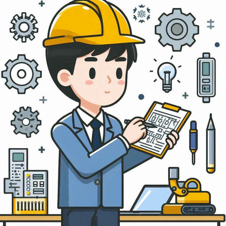 Engineer working in the office, vector illustration, eps10のイラスト素材
