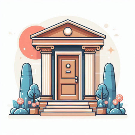 Illustration of a building in the style of flat design. Vector illustration.のイラスト素材