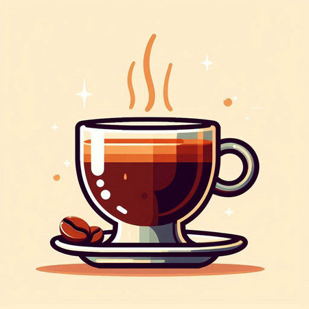 Coffee cup with coffee beans. Vector illustration in flat styleのイラスト素材