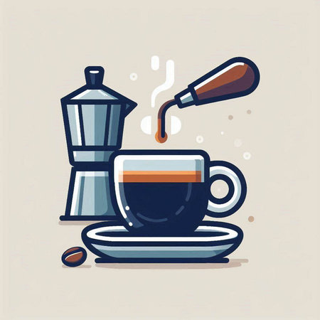 Coffee cup and moka pot. Vector illustration of a flat design.のイラスト素材