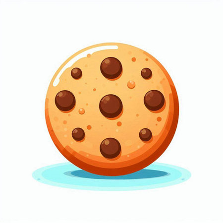 Chocolate chip cookie isolated on a white background. Vector illustration.のイラスト素材