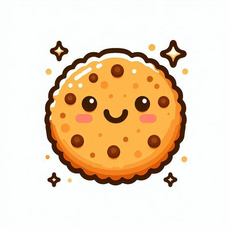 Cute happy cookie character. Vector illustration isolated on white background.のイラスト素材
