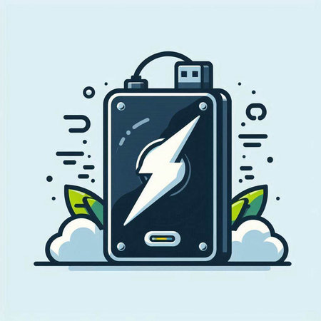 Battery charge vector illustration. Flat line style design for web, site, advertising, banner, poster, board and print.のイラスト素材