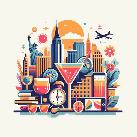 Flat design modern vector illustration concept of traveling around the world.のイラスト素材