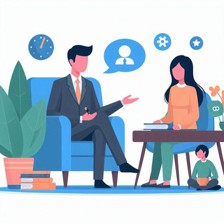 Business people sitting at the table in office. Flat vector illustration.のイラスト素材