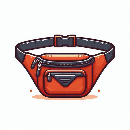 Orange handbag isolated on white background. Vector illustration in cartoon style.のイラスト素材