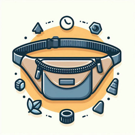 Suitcase with a belt. Vector illustration in flat style.のイラスト素材