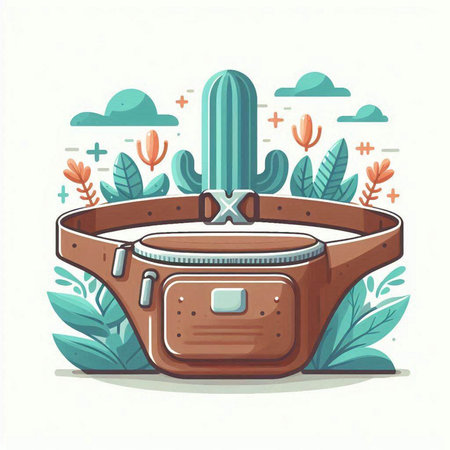 Suitcase with cactus. Vector illustration in flat style.のイラスト素材