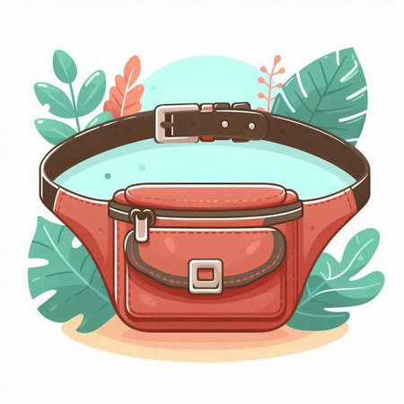 Fashionable handbag with a leather belt. Vector illustration.のイラスト素材