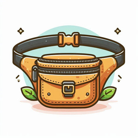 Illustration of a bag with a belt on a white background.のイラスト素材