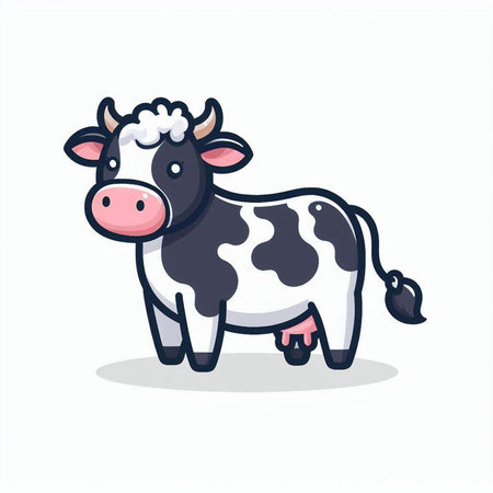Cute cartoon cow isolated on a white background. Vector illustration.のイラスト素材
