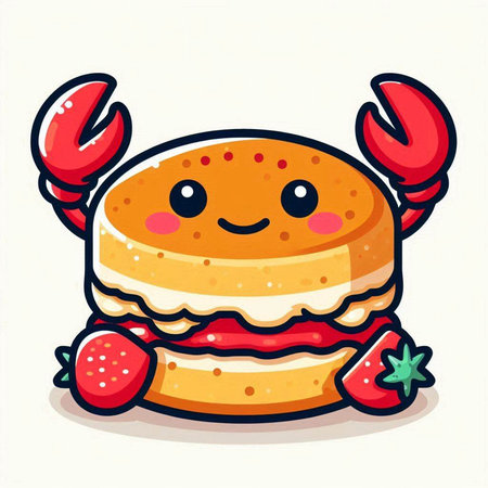 Cute cartoon crab character. Cute funny crab character. Vector illustration.のイラスト素材