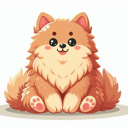 Cute cartoon pomeranian dog on white background. Vector illustration.のイラスト素材
