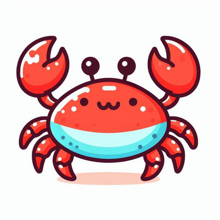 Cute cartoon crab. Vector illustration. Isolated on white background.のイラスト素材