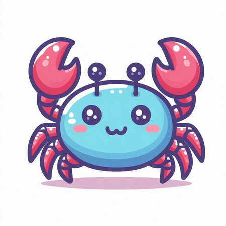 Cute cartoon blue crab isolated on white background. Vector illustration.のイラスト素材